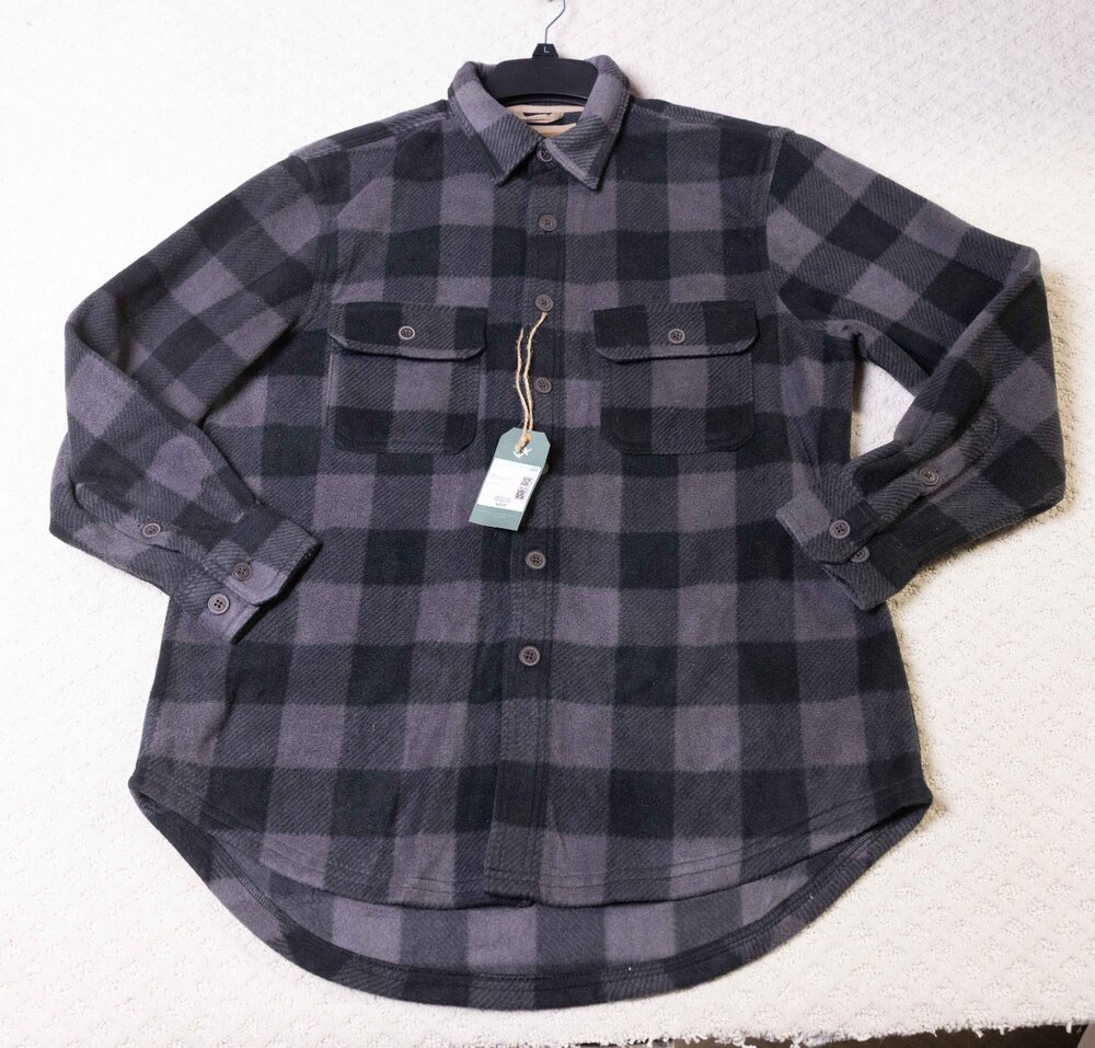NWT LIFE Outdoor Polar Fleece Button Up Shirt Printed Mens Gray Size L